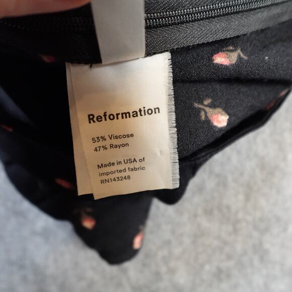 Reformation Top Womens 2 Elena Coco Black Rose Floral Ruffle Sweetheart Crepe - Picture 8 of 10